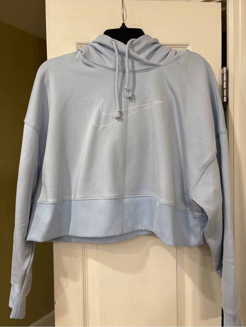Nike Women's Pale Blue Cropped Sweatshirt Hoodie